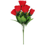 BUKIET 7 RÓŻ Z DODATKAMI sztuczne kwiaty do wazonu KOMPOZYCJA czerwona 35 cm - obrazek 2