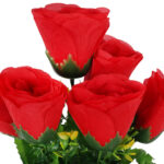 BUKIET 7 RÓŻ Z DODATKAMI sztuczne kwiaty do wazonu KOMPOZYCJA czerwona 35 cm - obrazek 3