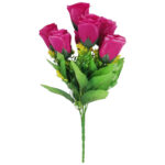 BUKIET 7 RÓŻ Z DODATKAMI sztuczne kwiaty do wazonu KOMPOZYCJA jasno-fioletowa 35 cm - obrazek 2