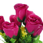 BUKIET 7 RÓŻ Z DODATKAMI sztuczne kwiaty do wazonu KOMPOZYCJA jasno-fioletowa 35 cm - obrazek 3