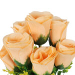 BUKIET 7 RÓŻ Z DODATKAMI sztuczne kwiaty do wazonu KOMPOZYCJA kremowa 35 cm - obrazek 3