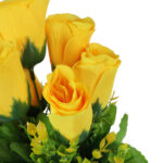 BUKIET 7 RÓŻ Z DODATKAMI sztuczne kwiaty do wazonu KOMPOZYCJA żółta 35 cm - obrazek 3