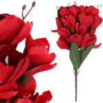 BUKIET MAGNOLII sztuczne kwiaty do wazonu KOMPOZYCJA czerwony 37 cm