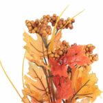 BUKIET 7 LIŚCI JESIENNYCH Z KULKAMI 36 CM POMARAŃCZOWO ŻÓŁTE - obrazek 2