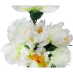 Biały Bukiet Luksusowych Kwiatów Sztucznych: Lilia, Amarylis, Chryzantema - 9 Sztuk, Wysokość 58 cm - obrazek 3