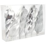 Komplet 6 bombek plastikowych SOPLE 14 cm SREBRNE - obrazek 3